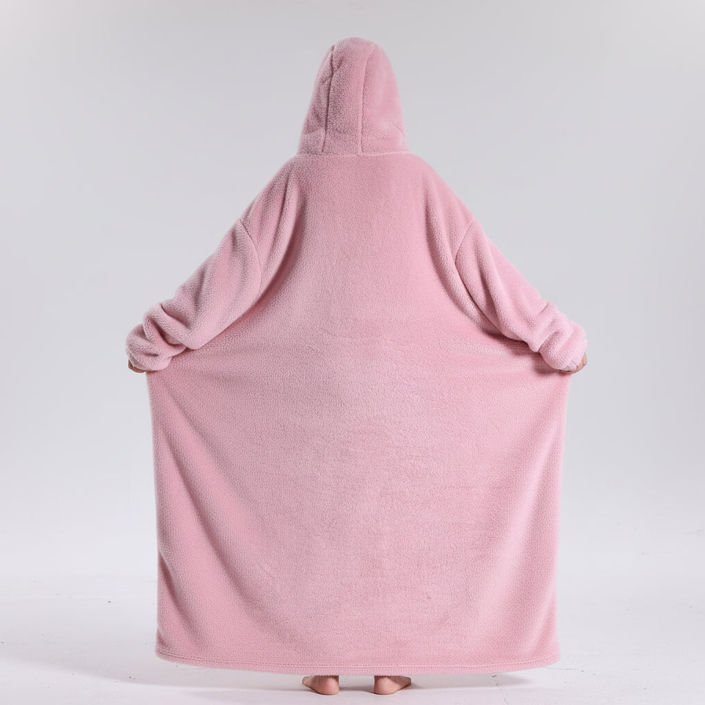 Oversized Wearable Hoodie Blanket with Soft Plush Fabric for Adults on Cold Days