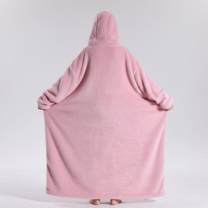 Oversized Wearable Hoodie Blanket with Soft Plush Fabric for Adults on Cold Days