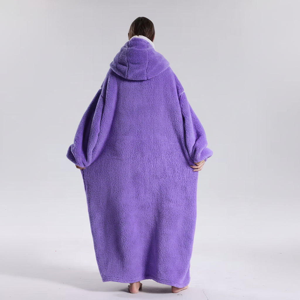 Oversized Wearable Hoodie Blanket with Soft Plush Fabric for Adults on Cold Days