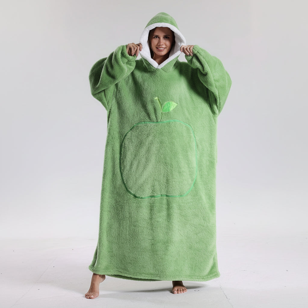 Oversized Wearable Hoodie Blanket with Soft Plush Fabric for Adults on Cold Days