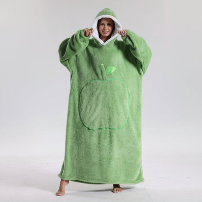 Oversized Wearable Hoodie Blanket with Soft Plush Fabric for Adults on Cold Days