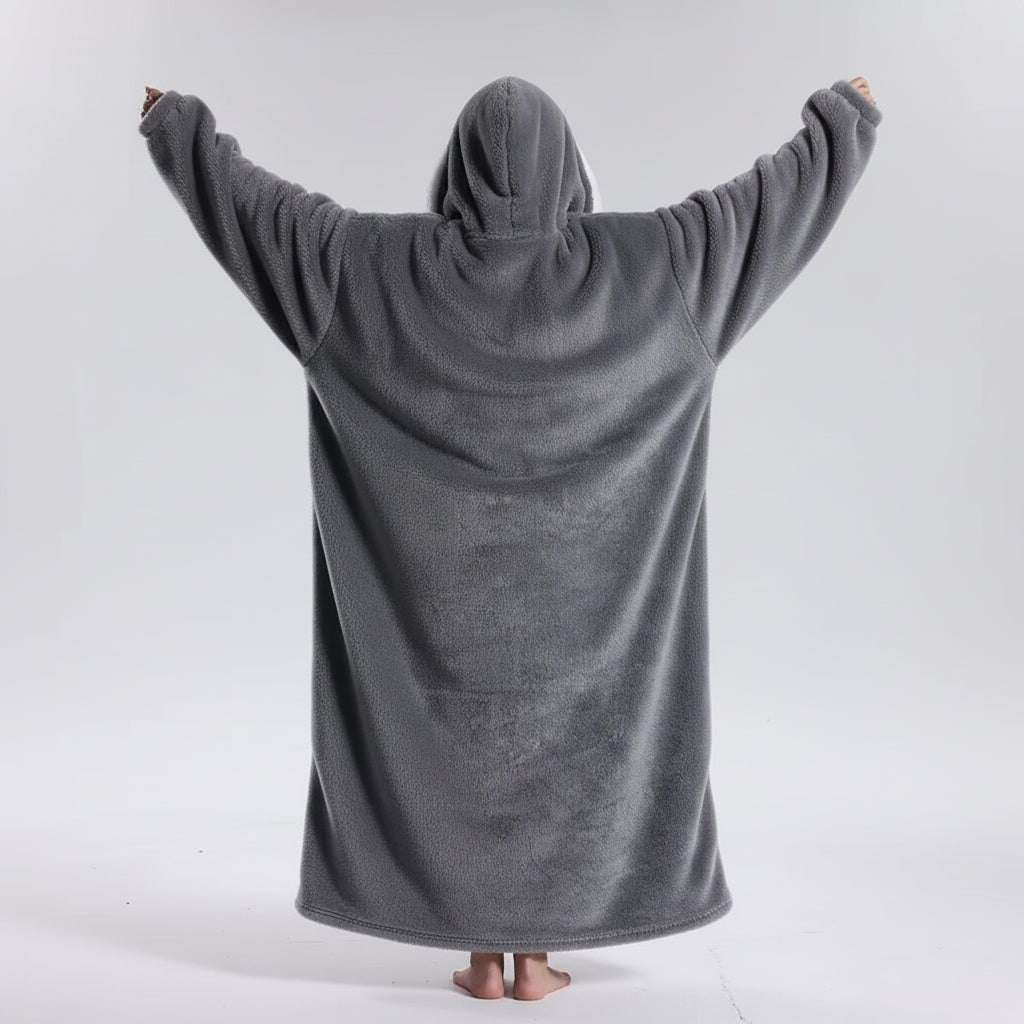 Oversized Wearable Hoodie Blanket with Soft Plush Fabric for Adults on Cold Days