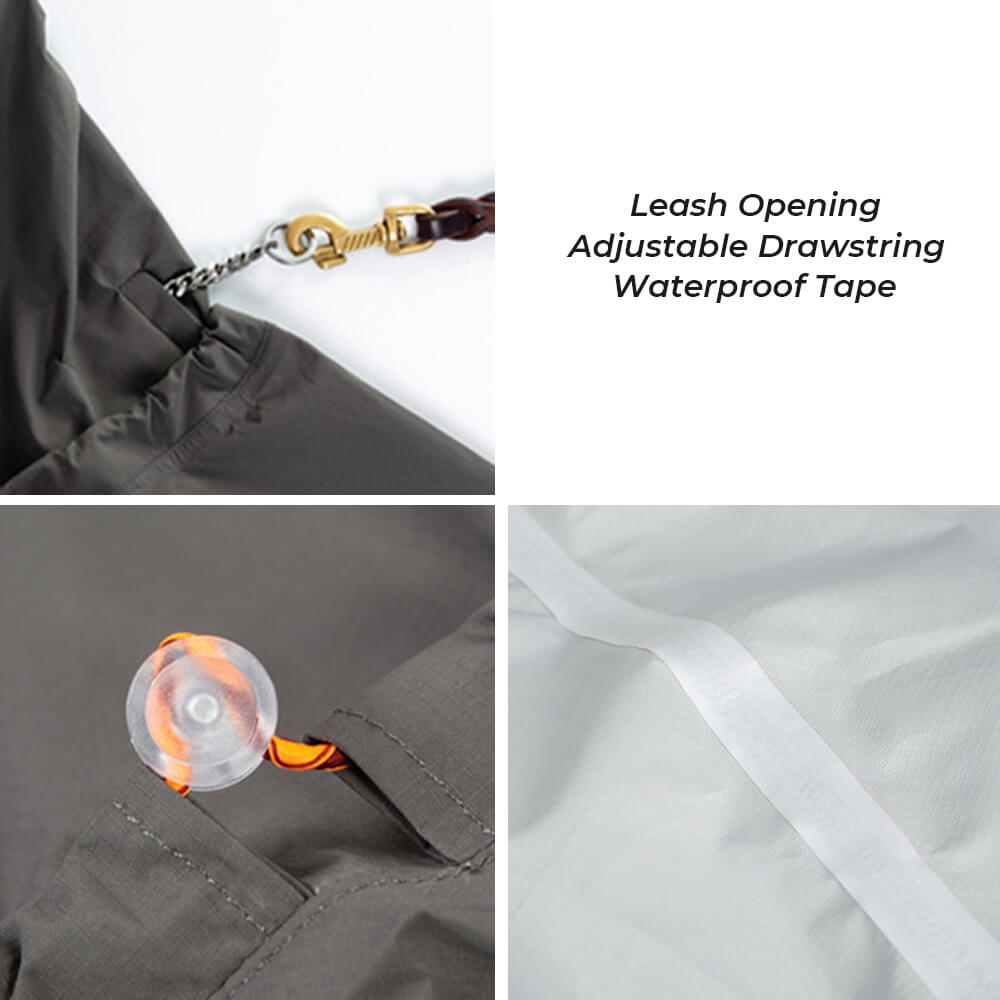 Waterproof Dog Raincoat with Reflective Hood, Four-Leg Coverage and Adjustable Fasteners