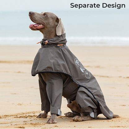 Waterproof Dog Raincoat with Reflective Hood, Four-Leg Coverage and Adjustable Fasteners