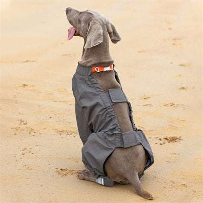 Waterproof Dog Raincoat with Reflective Hood, Four-Leg Coverage and Adjustable Fasteners