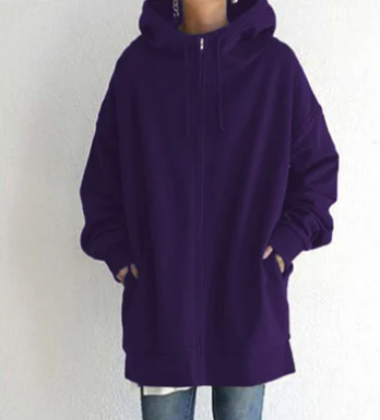 Women's Cozy Oversized Zip Hoodie with Soft Fabric, Relaxed Fit and Full-Zip Front