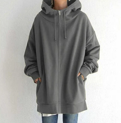 Women's Cozy Oversized Zip Hoodie with Soft Fabric, Relaxed Fit and Full-Zip Front