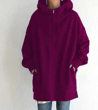 Women's Cozy Oversized Zip Hoodie with Soft Fabric, Relaxed Fit and Full-Zip Front