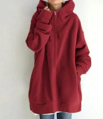Women's Cozy Oversized Zip Hoodie with Soft Fabric, Relaxed Fit and Full-Zip Front