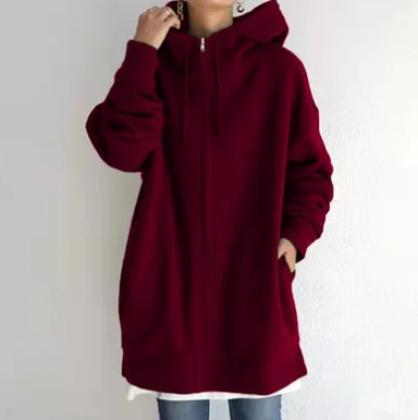 Women's Cozy Oversized Zip Hoodie with Soft Fabric, Relaxed Fit and Full-Zip Front