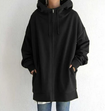 Women's Cozy Oversized Zip Hoodie with Soft Fabric, Relaxed Fit and Full-Zip Front