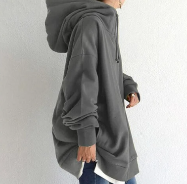 Women's Cozy Oversized Zip Hoodie with Soft Fabric, Relaxed Fit and Full-Zip Front