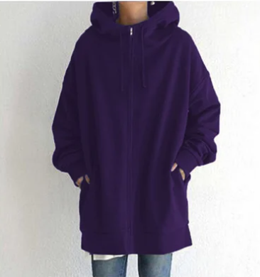 Women's Cozy Oversized Zip Hoodie with Soft Fabric, Relaxed Fit and Full-Zip Front