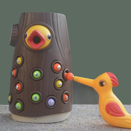 Magnetic Bird Feeding Toy for Toddlers, Wooden Color-Sorting Learning Game Toy Set
