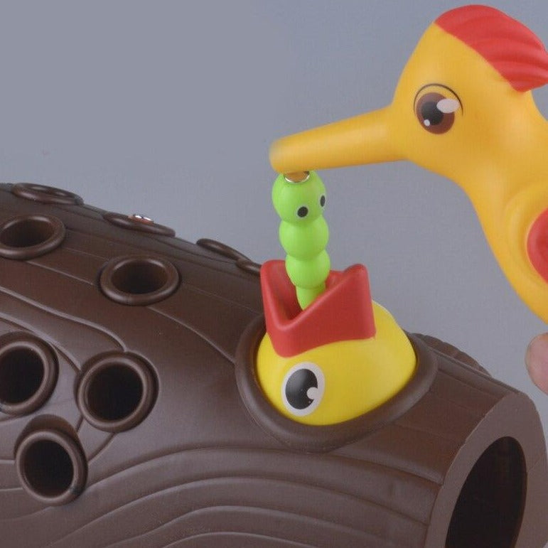 Magnetic Bird Feeding Toy for Toddlers, Wooden Color-Sorting Learning Game Toy Set