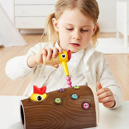 Magnetic Bird Feeding Toy for Toddlers, Wooden Color-Sorting Learning Game Toy Set