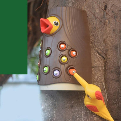Magnetic Bird Feeding Toy for Toddlers, Wooden Color-Sorting Learning Game Toy Set